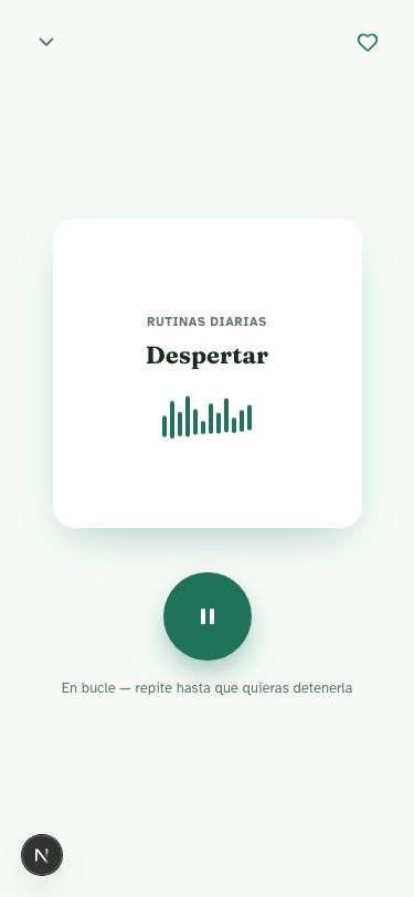 Reproductor de Vibramor con una canción sonando