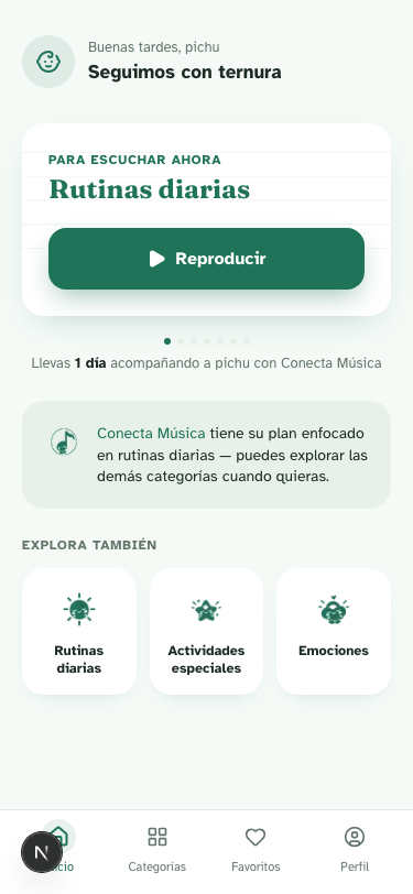 Pantalla principal de Vibramor con la racha de días